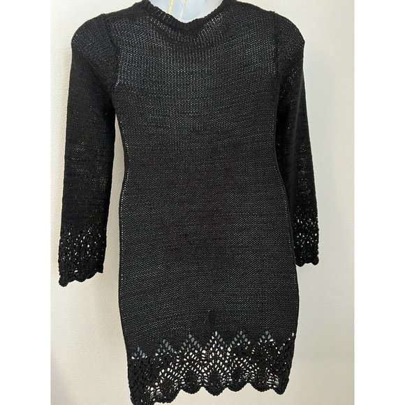 BCBG Max Azria Cardigan Long Line Black Button Up Loose Knit Large Light… - Picture 4 of 7